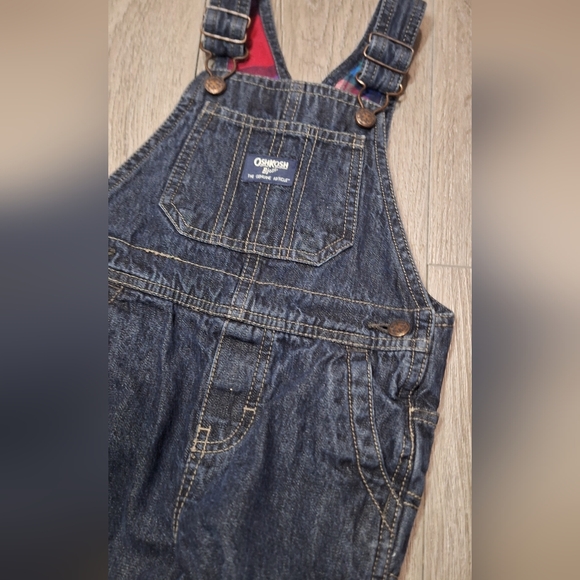 OshKosh B'Gosh Jeans Overalls 24 Months Plaid Flannel Lined - Picture 7 of 7